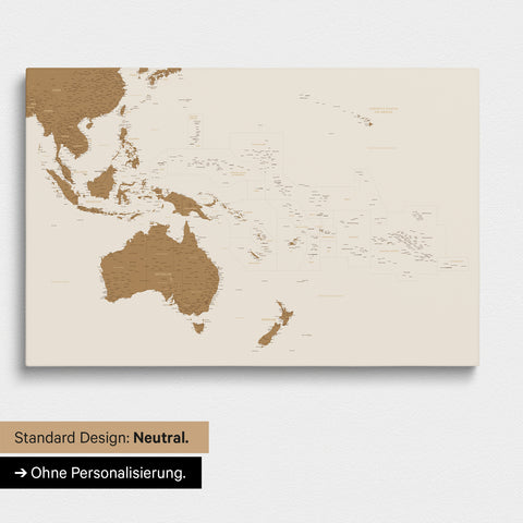 Neutrale Ausführung einer Australien-Karte in Farbe Bronze ohne Personalisierung