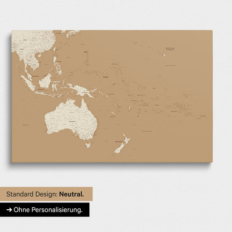 Neutrale Ausführung einer Australien-Karte in Farbe Treasure Gold ohne Personalisierung