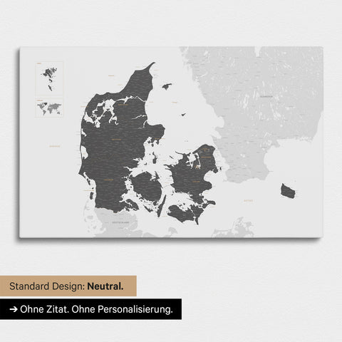 Neutral Version of a Denmark map as a Push Pin Map in Light Gray