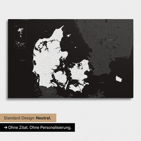 Neutral Version of a Denmark Map as a Push Pin Map in Black and White