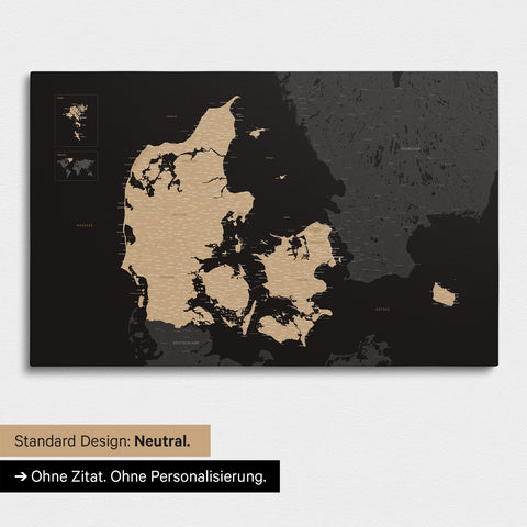 Neutral version of a Denmark map as a Push Pin Map in Sonar Black