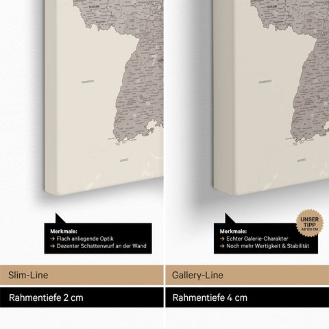 Tysklandskort PLZ® Lærred til nåle – Warmgray