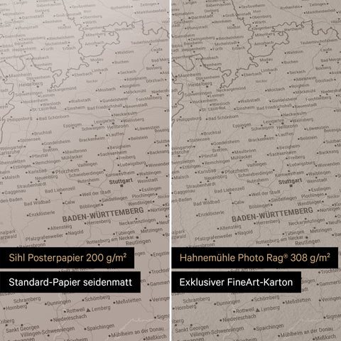 Tysklandskort TRAVEL® Premium plakat – Warmgray (Brun-Grå)
