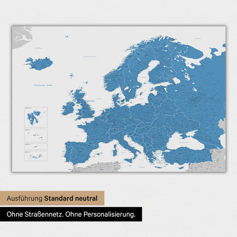 Europakort TRAVEL® Magnettavle – Oceanblå