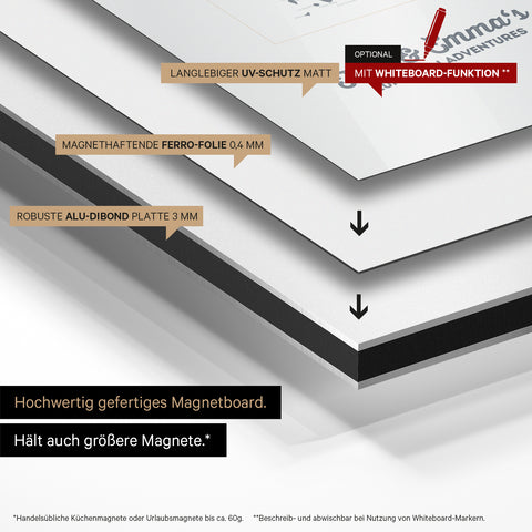 Europakarte auf magnethaftende Ferro-Folie gedruckt, auf Alu-Dibond-Tafel geklebt und mit UV-Schutz kaschiert