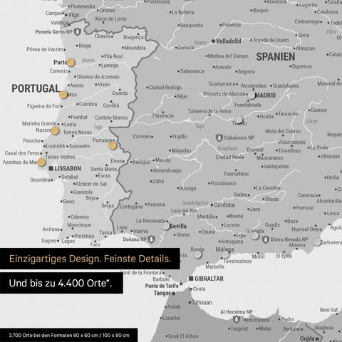 Ausschnitt einer Europakarte als Magnetposter in Multicolor Gray zeigt einen Ausschnitt von England, Frankreich und Belgien