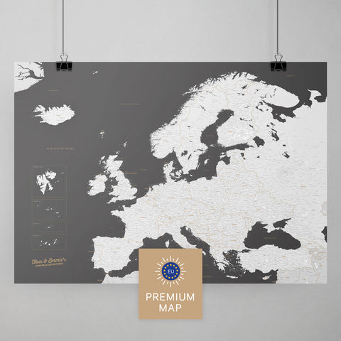 Europa Karte in der Farbe Dunkelgrau in einem modernen, minimalistischem Design als Poster kaufen