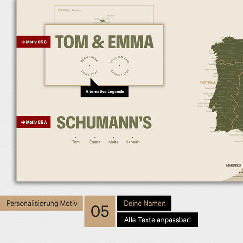 Europa Karte als Poster in Grün mit Personalisierung als Logo mit einer Weltkugel