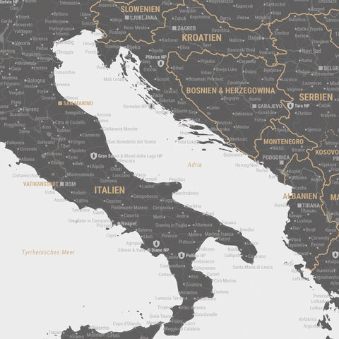 Europa Landkarte Poster in Light Gray zeigt einen Ausschnitt von England, Frankreich und Belgien
