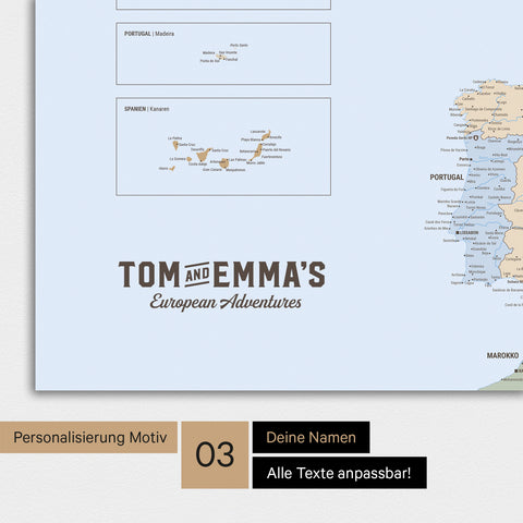 Europakort TRAVEL® Premium plakat – Multicolor Atlas (Politisk kort)