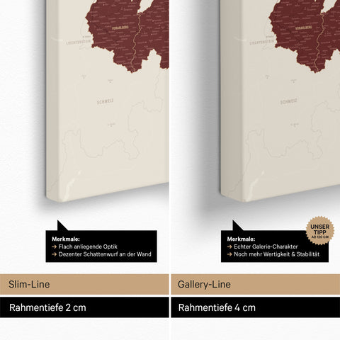 Østrigskort TRAVEL® Lærred til nåle – Bordeaux Red
