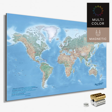 Magnetische Physische Weltkarte in Multicolor Terra als Magnetboard zum Pinnen und Markieren von Reisezielen kaufen