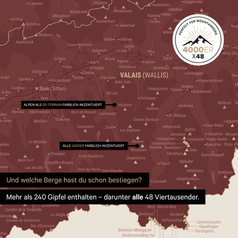 Magnetisk Schweiz-kort TRAVEL® Magnetboard – Bordeaux Rød