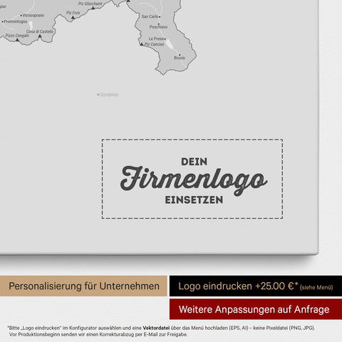 Schweiz-Karte als Pinn-Leinwand in Multicolor Grau mit Eindruck eines Firmenlogos