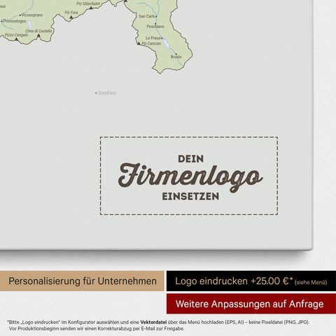 Politische Schweiz-Karte als Pinn-Leinwand in Multicolor Atlas mit Eindruck eines Firmenlogos