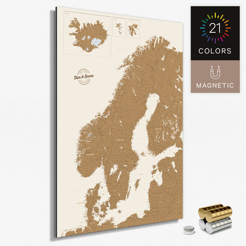 Magnetische Skandinavien-Karte als Magnetboard zum Pinnen und Markieren von Reisezielen kaufen