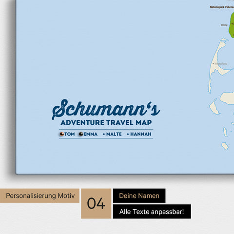Detailed topographic map of Denmark as a Multicolor Topo Push Pin Map, personalized with a logo for the entire family