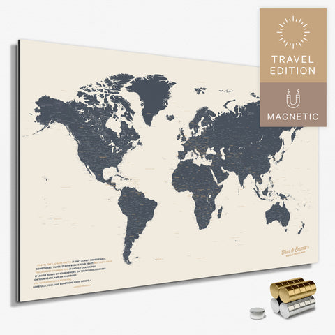Magnetische Weltkarte in Multicolor Navy Light als Magnetboard zum Pinnen und Markieren von Reisezielen kaufen