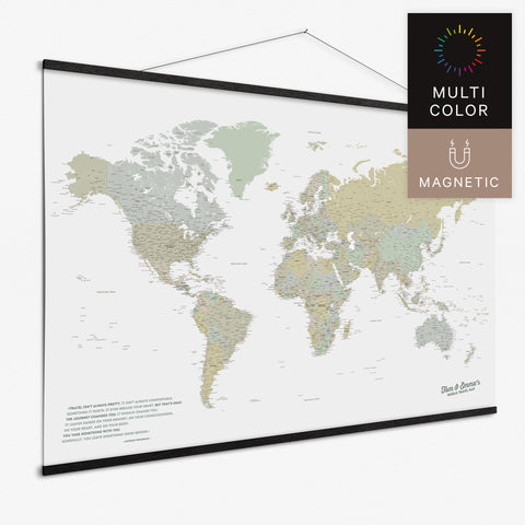 Magentische Weltkarte in Multicolor Sage als Magnet-Poster kaufen
