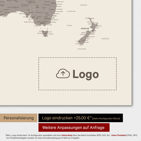 Verdenskort TRAVEL® Premium plakat – Warmgray