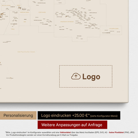 Australien & Oceanien kort TRAVEL® Lærred til nåle – Bronze