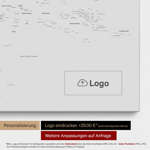 Australien & Oceanien kort TRAVEL® Lærred til nåle – Coolgray (Lysegrå)