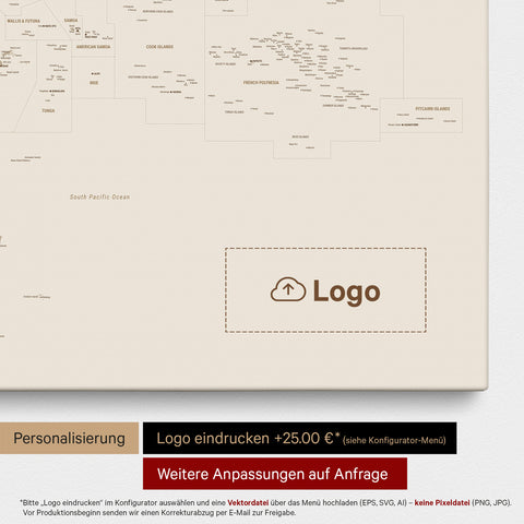 Australien & Oceanien kort TRAVEL® Lærred til nåle – Desert Sand (Beige)