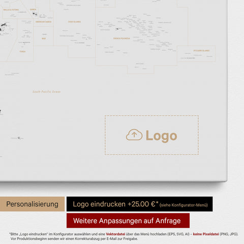 Australien & Oceanien kort TRAVEL® Lærred til nåle – Light Gray