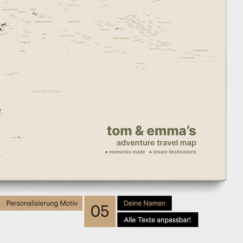 Australien & Oceanien kort TRAVEL® Lærred til nåle – Olive Green