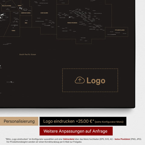 Australien & Oceanien kort TRAVEL® Lærred til nåle – Sonar Black (Sort-Guld)