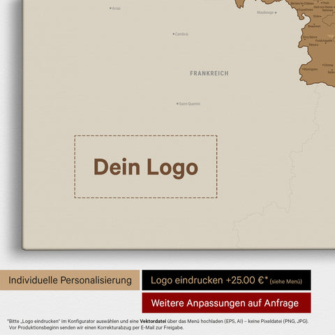 Beneluxkort TRAVEL® Canvas med nåle – Bronze