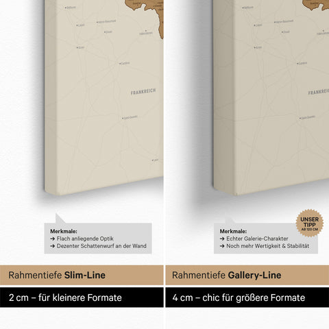Beneluxkort TRAVEL® Canvas med nåle – Bronze