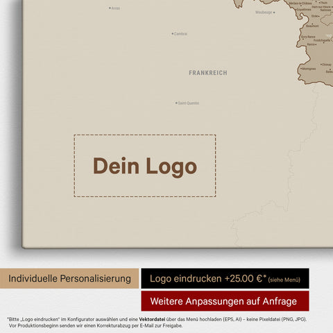 Beneluxkort TRAVEL® Canvas med nåle – Desert Sand