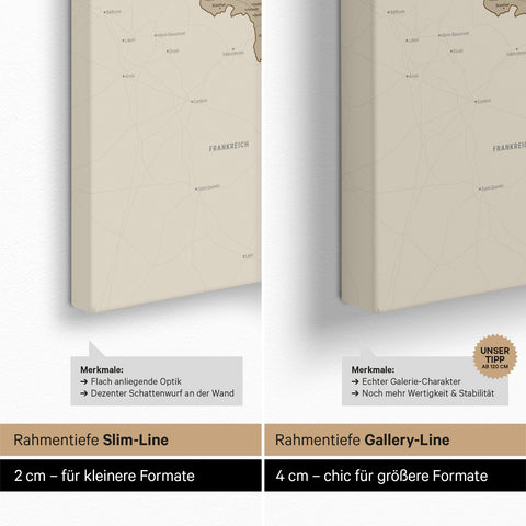 Beneluxkort TRAVEL® Canvas med nåle – Desert Sand