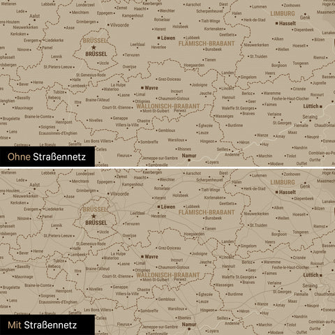 Beneluxkort TRAVEL® Canvas med nåle – Desert Sand