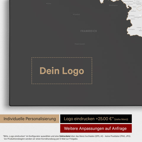 Beneluxkort TRAVEL® Canvas med nåle – Dark Gray (Dunkelgrau)
