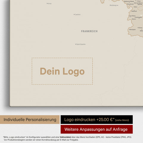 Beneluxkort TRAVEL® Canvas med nåle – Gold