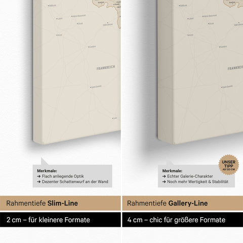 Beneluxkort TRAVEL® Canvas med nåle – Gold