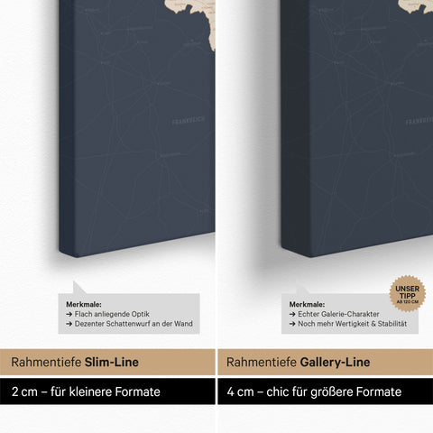 Beneluxkort TRAVEL® Canvas med nåle – Hale Navy