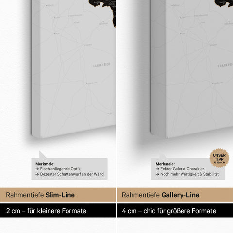 Beneluxkort TRAVEL® Canvas med nåle – Light Black