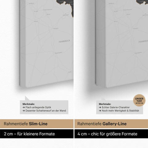 Beneluxkort TRAVEL® Canvas med nåle – Light Gray