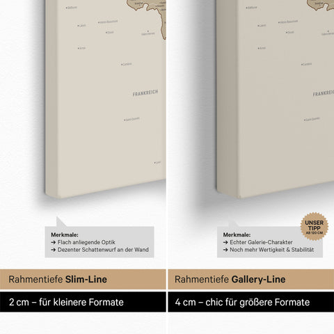 Beneluxkort TRAVEL® Canvas med nåle – Multicolor Beige