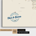 Benelux-Karte Pinn-Leinwand in Multicolor Classic mit Personalisierung als rundes Logo, das eine Legende für bereits besuchte Reiseziele im Rundtext beinhaltet