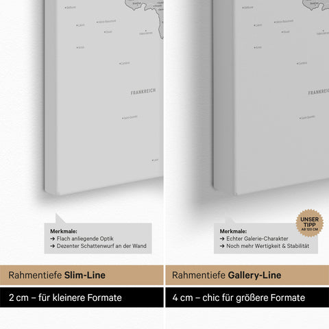 Beneluxkort TRAVEL® Canvas med nåle – Multicolor Gray
