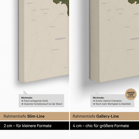 Beneluxkort TRAVEL® Canvas med nåle – Olive Grøn