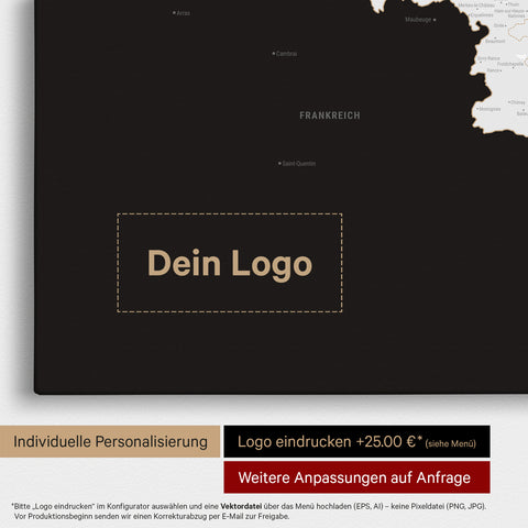 Beneluxkort TRAVEL® Canvas med nåle – Dark Black (Schwarz-Weiss)
