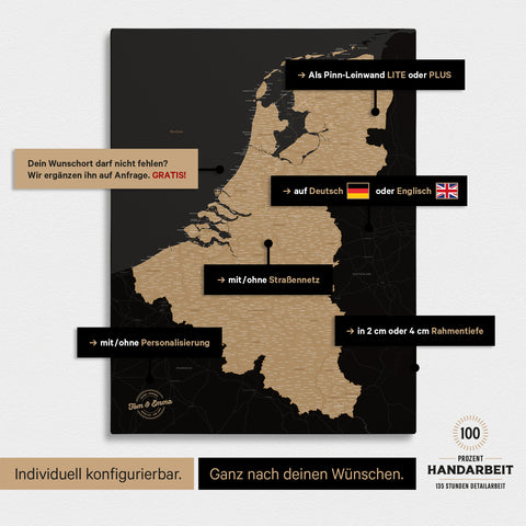 Beneluxkort TRAVEL® Canvas med nåle – Sonar Black