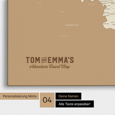 Beneluxkort TRAVEL® Canvas med nåle – Treasure Gold