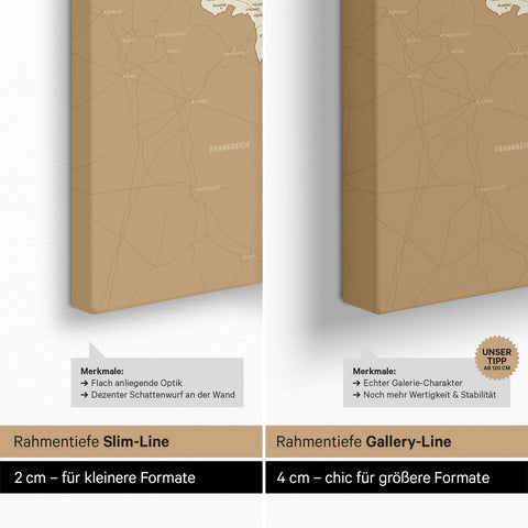Beneluxkort TRAVEL® Canvas med nåle – Treasure Gold