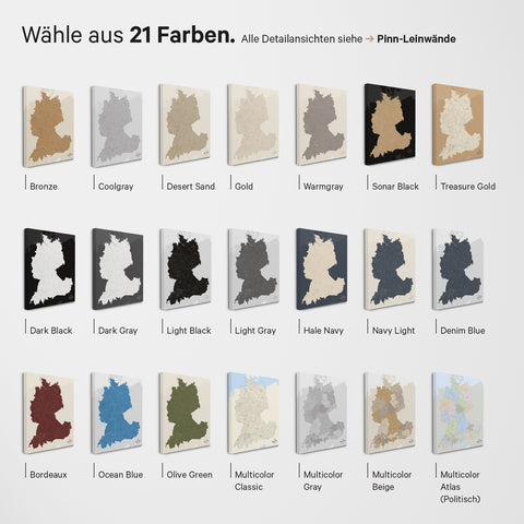 DACH-kort TRAVEL® Magnettavle – i 21 farver